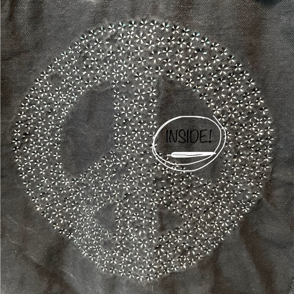 Vtg MICHAEL MORRISON Studded Denim Jacket Crystals PEACE SIGN Y2K Gaga Size M - Picture 9 of 11